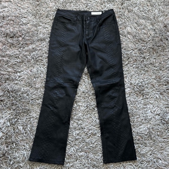 Sass & Bide Leather Flare Pants Leather 100% Lamb Print Snake Sz 6 US❤️ - Picture 1 of 9